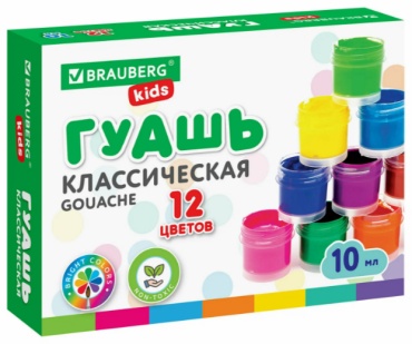 Гуашь 12цв 10мл BRAUBERG KIDS 192368
