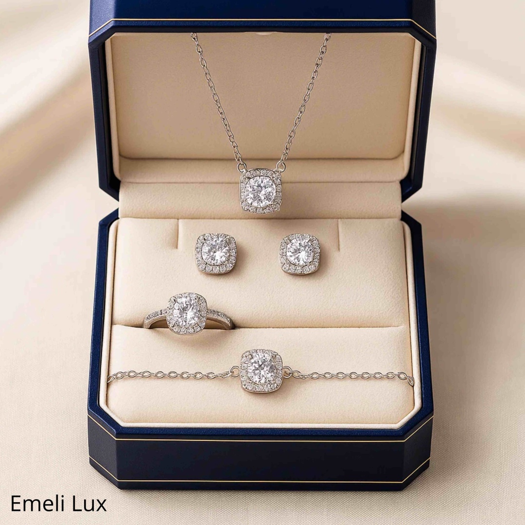 Emeli lux 00005 вес 10 г сплав покрытый серебром 925, фианит