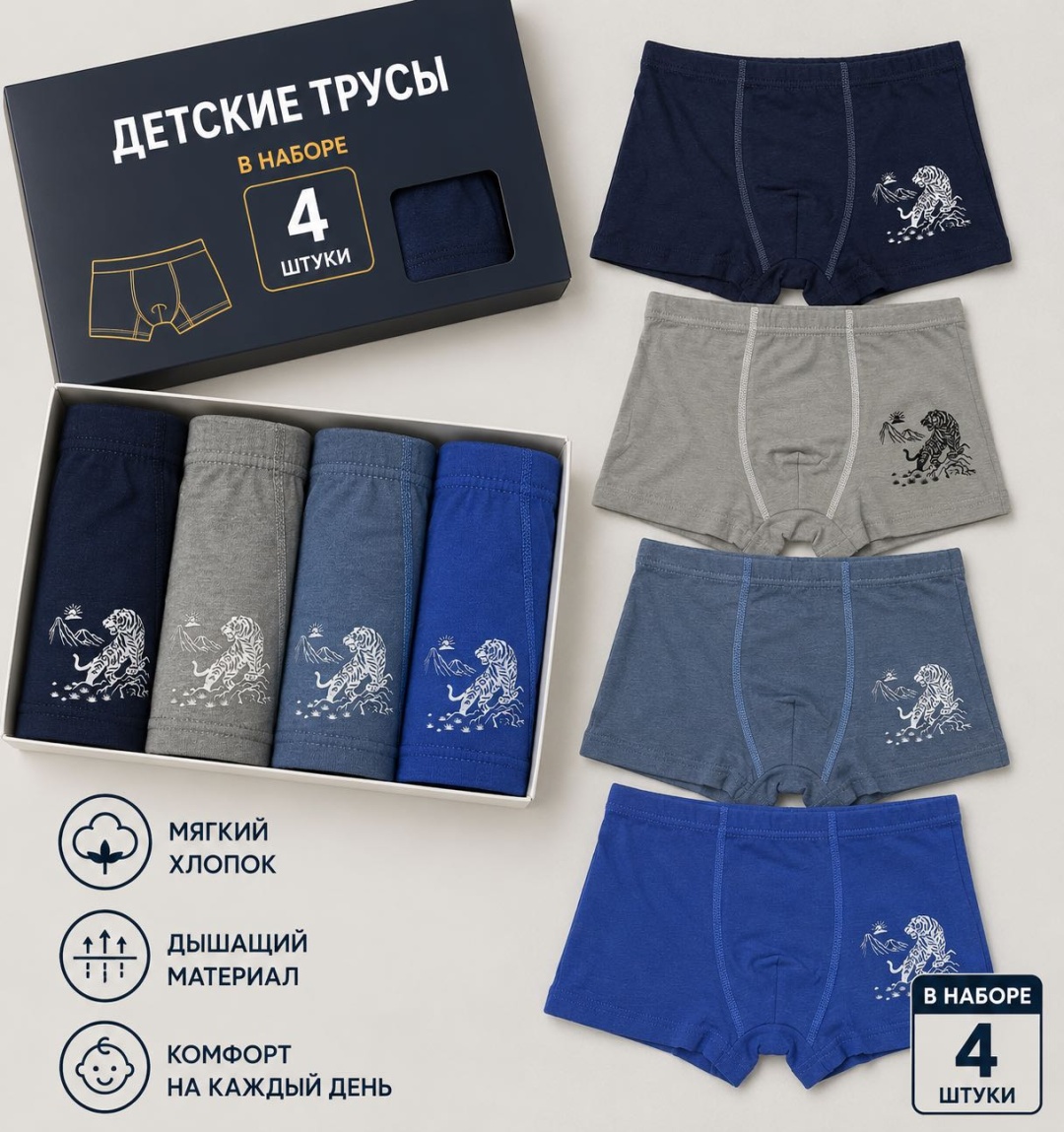 Боксеры Tifan синий, мультиколор