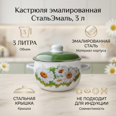 Кастрюля 3 л, СтальЭмаль 6RC181M эмаль