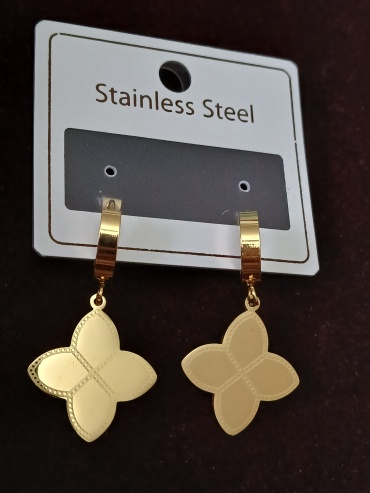 Серьги Stainless Steel титан, без вставок
