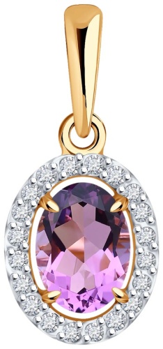Подвеска Diamant 51-330-02049-4 вес 0.99 г золото, аметист