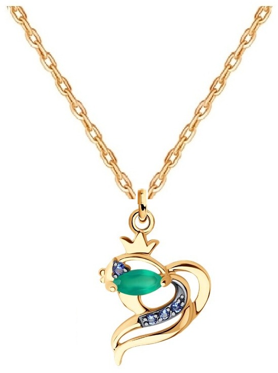 Колье Diamant SET-51-330-01469-1_50 длина 50 см вес 1.67 г золото, агат, фианит