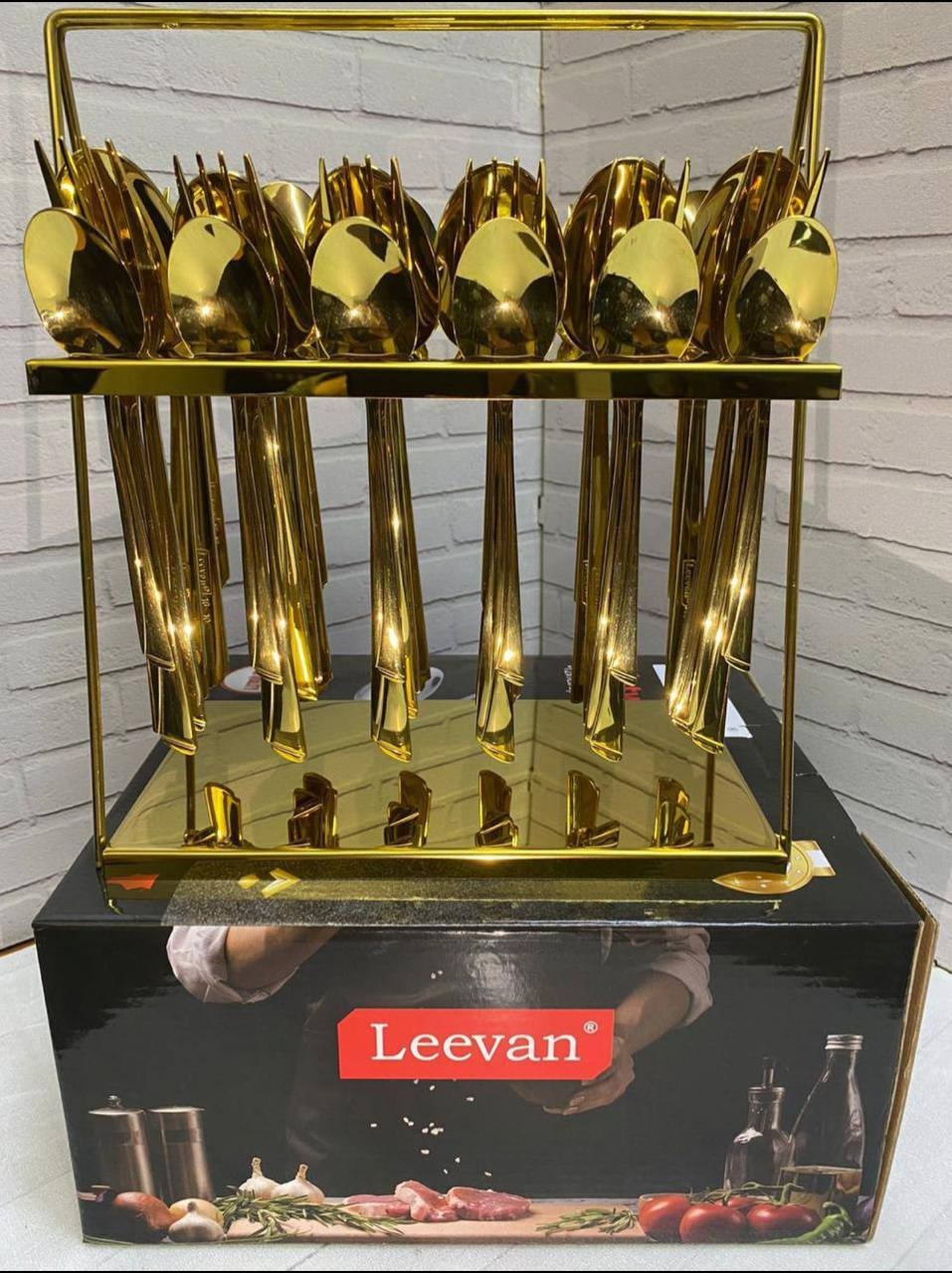 Набор столовых приборов Leevan 36 шт, золотистый 132