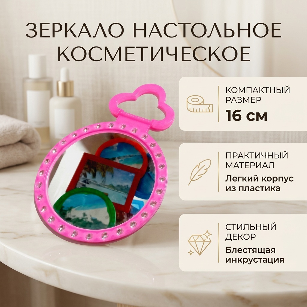 Зеркало настольное косметическое 17249156_628966 16 см
