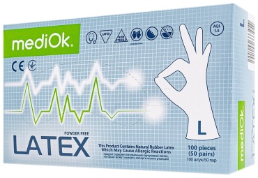 MediOk перчатки Latex размер L белый 100 шт