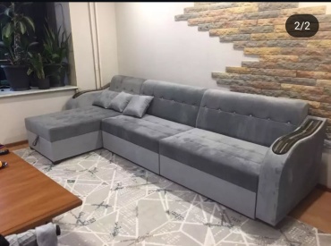 Угловой диван Divan Shanhay Diamond , 400х90 см, обивка ткань, серый