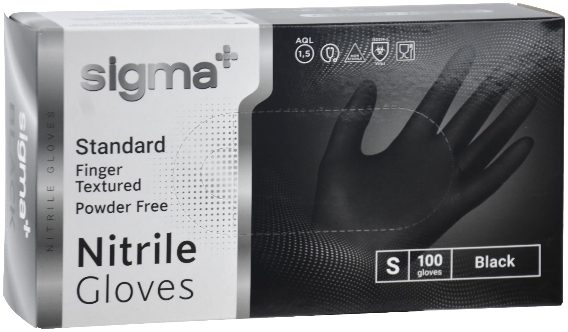 Перчатки одноразовые SIGMA S нитровинил черные 100 шт/уп (1 упаковка)