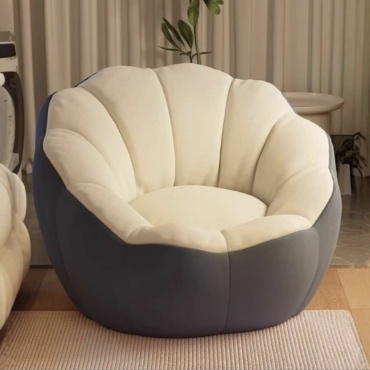 Бескаркасное кресло Comfort Soft , чехол ткань, велюр, белый, серый
