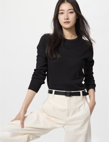 Лонгслив Uniqlo Однотонный черный
