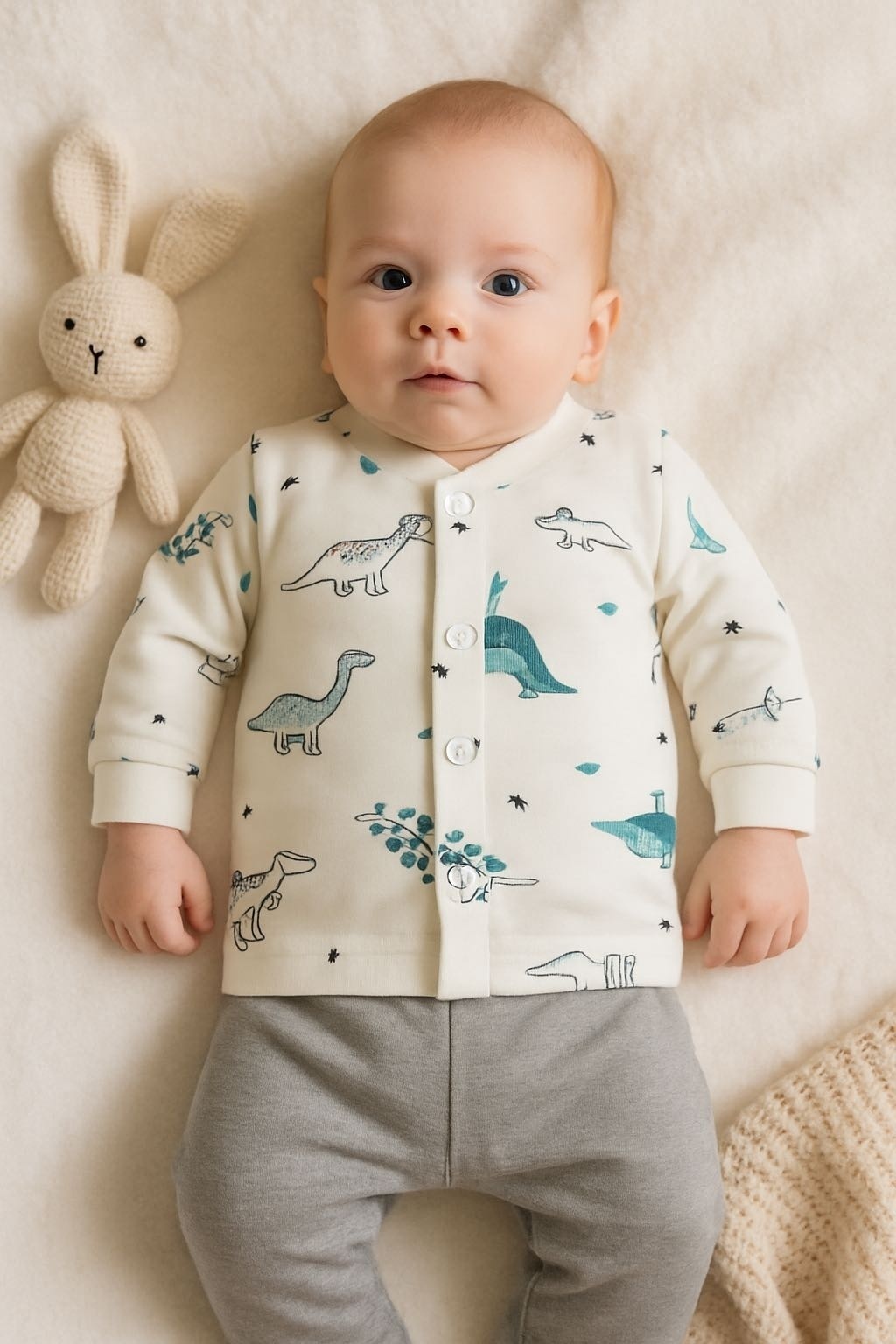 Кофточка DUDU белый, голубой