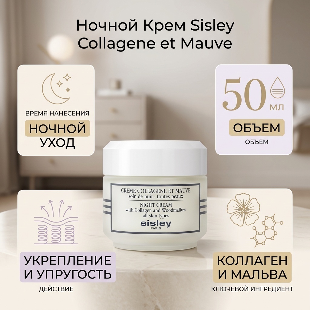 Sisley крем Night Cream with Collagen and Woodmallow для лица 50 мл