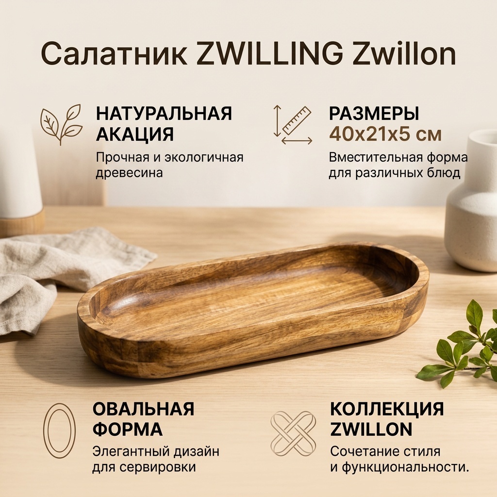 Салатник ZWILLING Zwillon 40х21 см, дерево, 1 шт