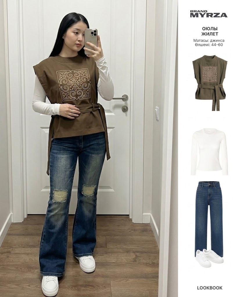 Национальный костюм Myrza Brand черный, коричневый, синий, серый
