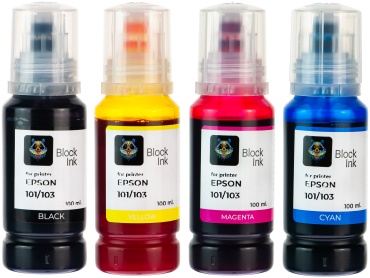 Block Ink 101 / 103 для Epson EcoTank набор 4x100 мл (400 мл), универсальные чернила CMYK