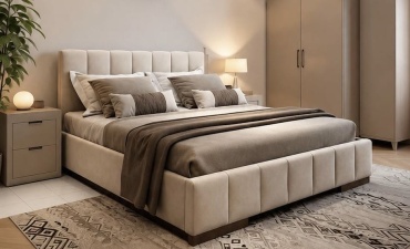 Кровать NC comfort Mina двуспальная, 160x200 см (с матрасом, подъёмный механизм) бежевый