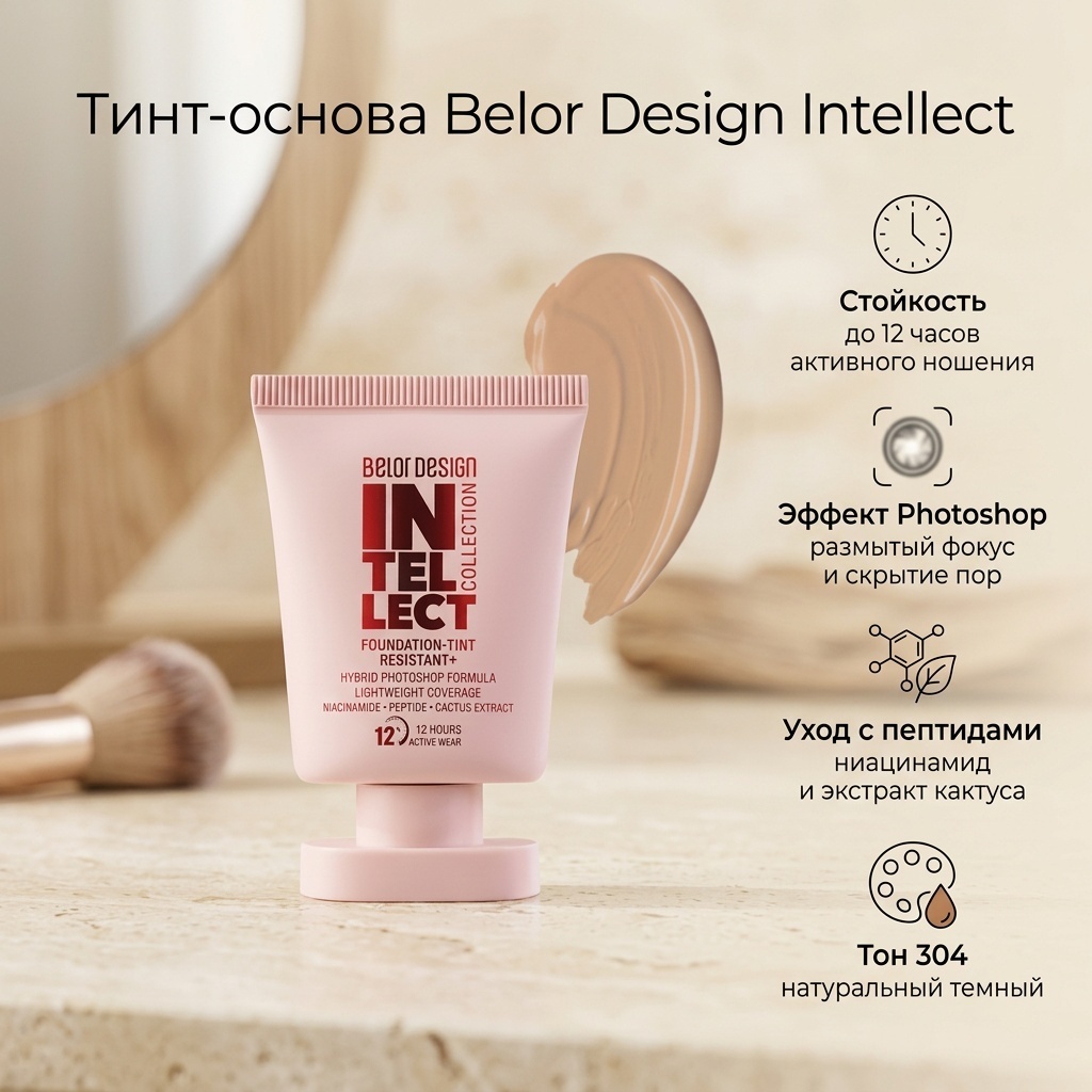 Belor design тинт устойчивый + INTELLECT тональный крем тон 304 натуральный темный 28 г