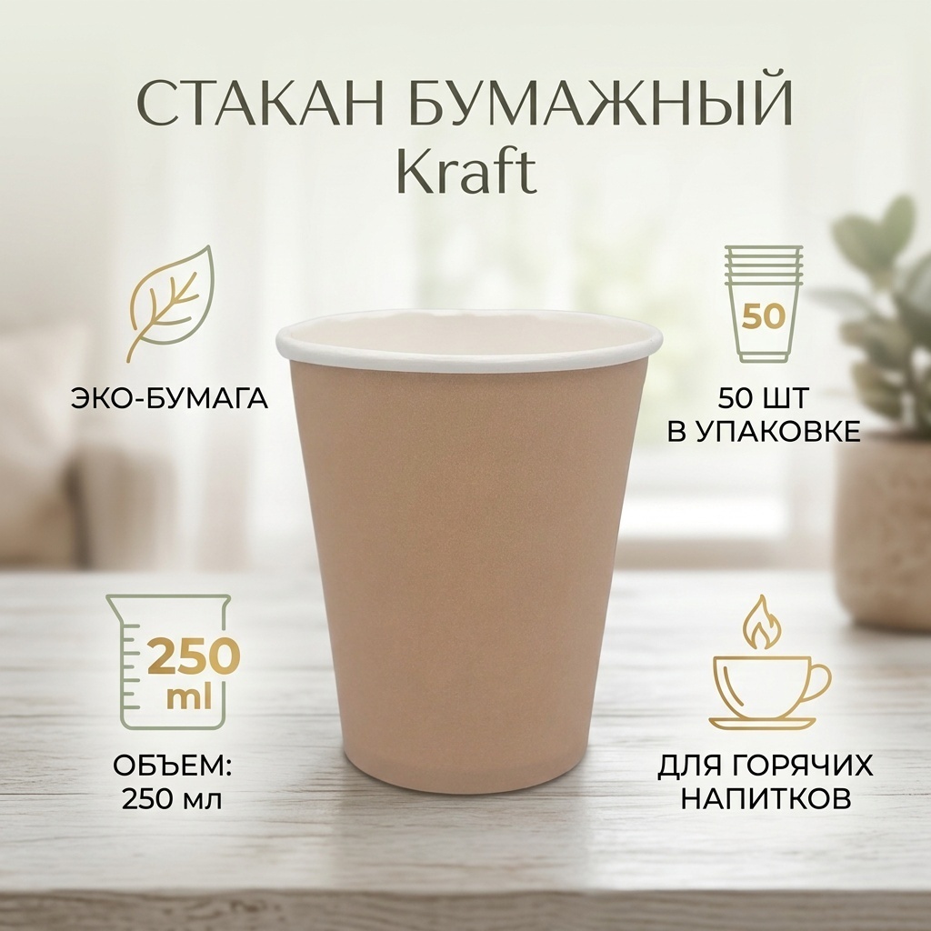 Стакан 537792 бежевый 50 шт