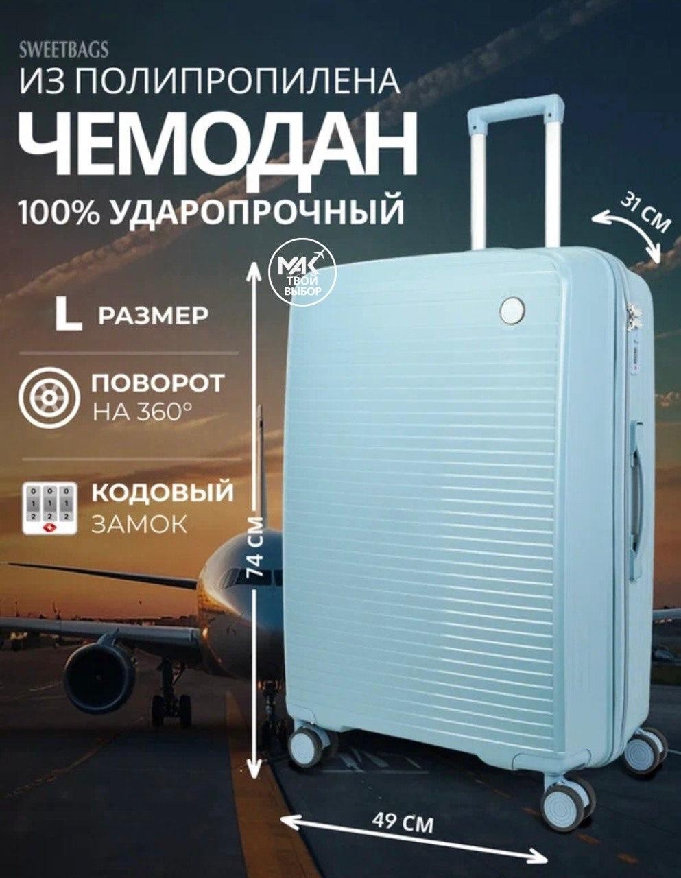 Чемодан MAK-GL004 полипропилен 100 л голубой