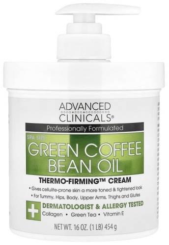 Advanced Clinicals крем Масло из зеленых кофейных зерен, Thermo-Firming , крем, 454 г для лица 454 мл