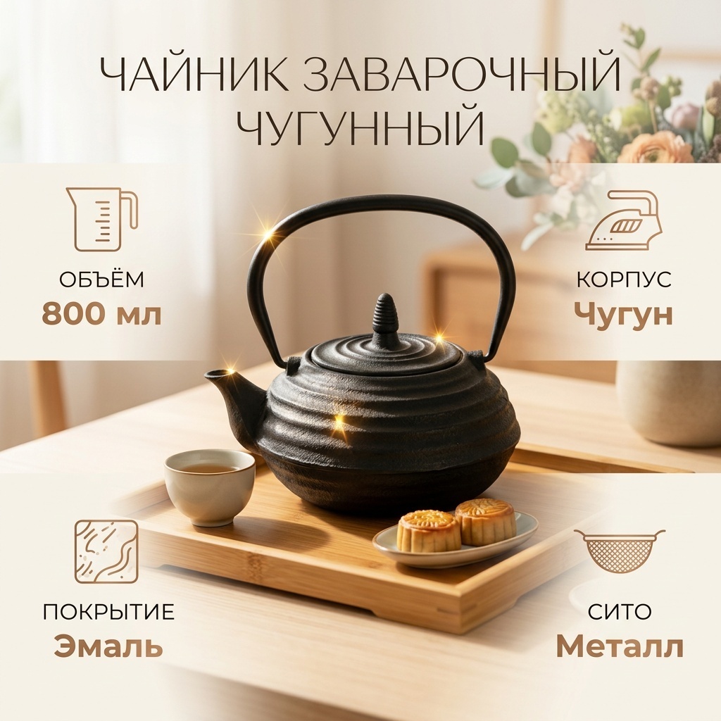 Чайник 797218924 0.8 л, чугун