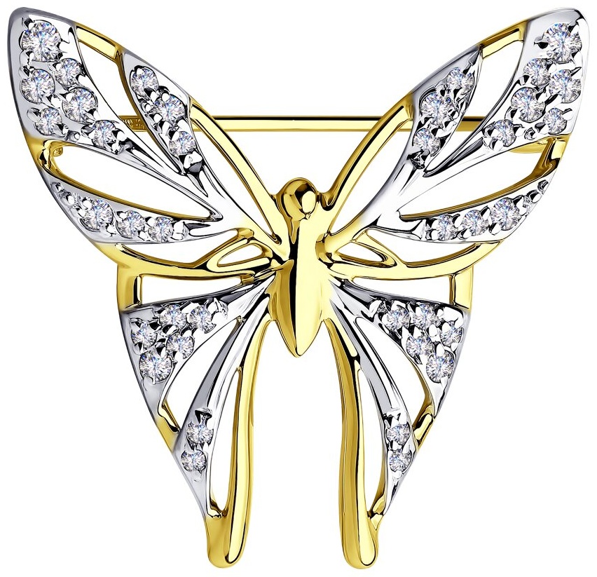 Брошь Diamant 53-140-00386-1 вес 2.13 г золото, фианит