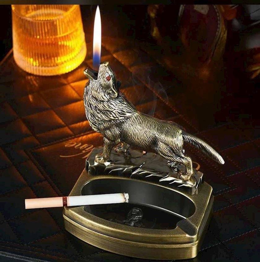 Пепельница зажигалка Волк 18286543_281212_00, ABS пластик, металлический сплав