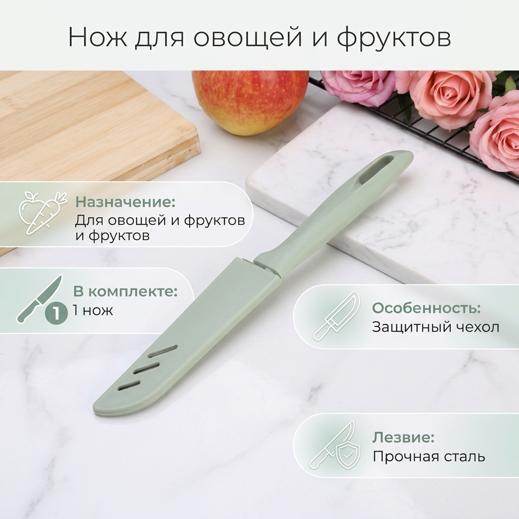 Нож для овощей и фруктов , лезвие: сталь 1 шт