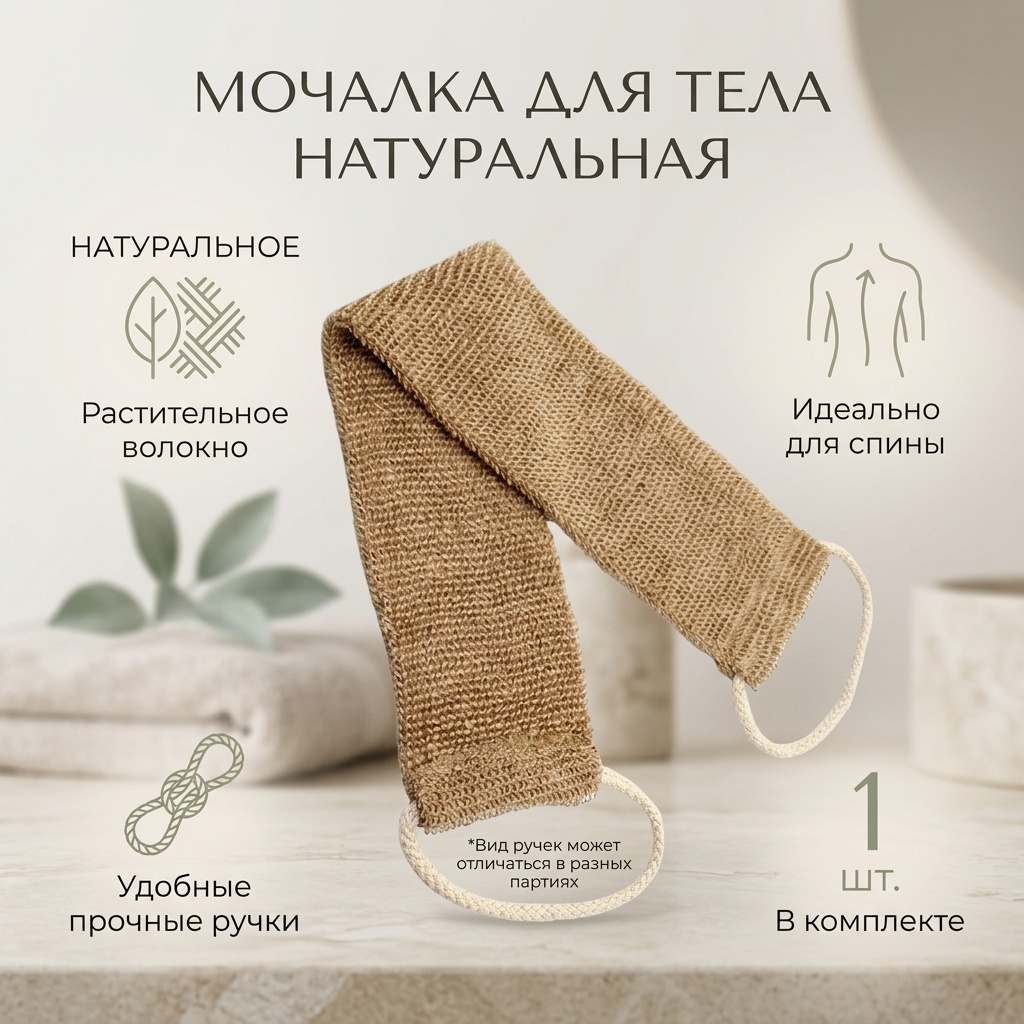 Мочалка для тела, для душа бежевый 1 шт