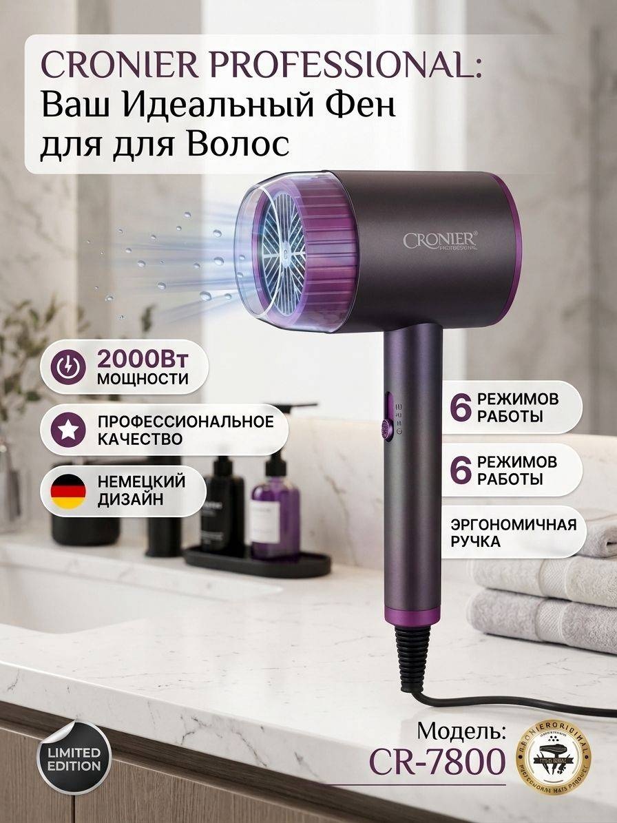 CR-7800 фен фиолетовый