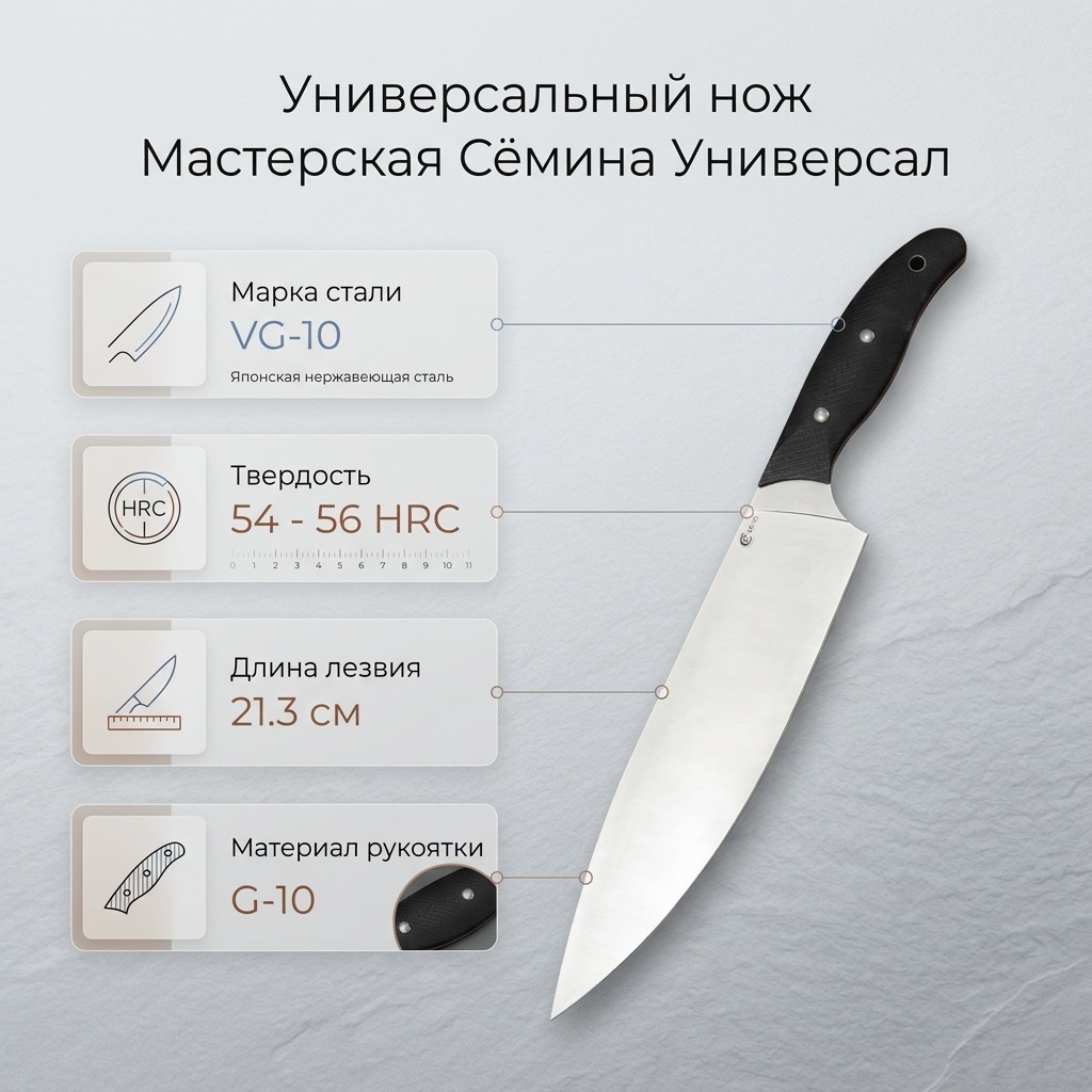 Нож универсальный Мастерская Сёмина, лезвие: нержавеющая сталь 1 шт