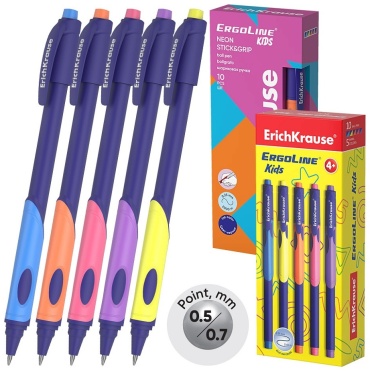Ручка шариковая ErichKrause Stick&Grip 1 шт, 0.5 мм, цвет чернил синий