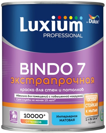 Luxium водно-дисперсионная Bindo 7 экстрапрочная 0.9 л, бесцветный/прозрачный цвет