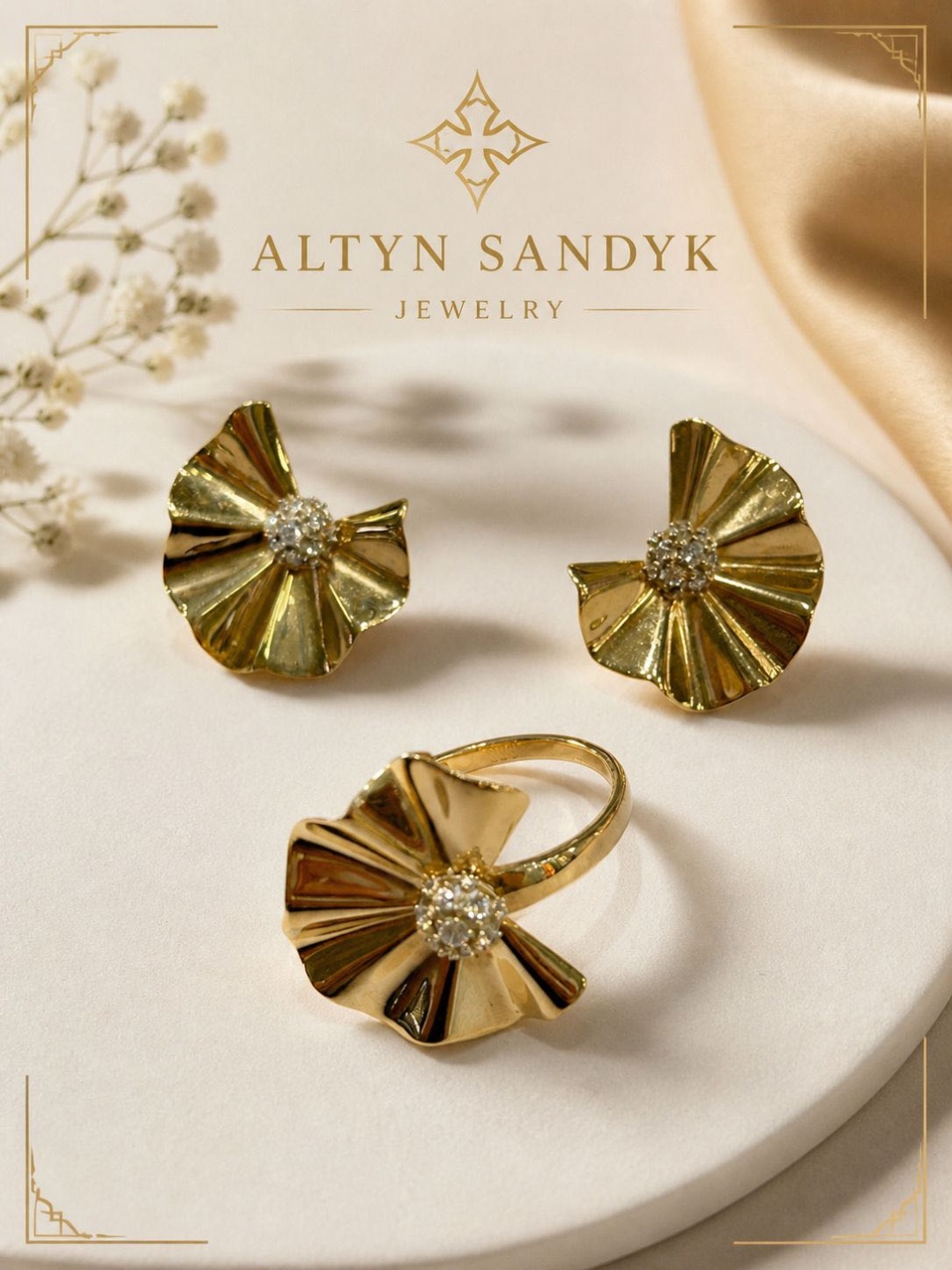 ALTYN SANDYK Kom brend1 вес 6.99 г золото, цирконий