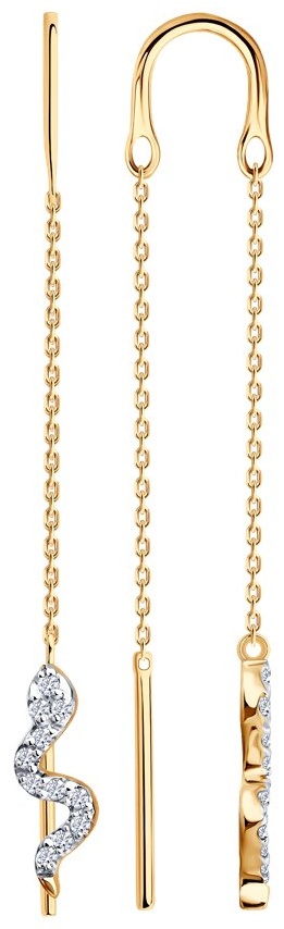 Серьги-цепочки SOKOLOV EAR-SO-585-403004 вес 1.29 г золото, фианит