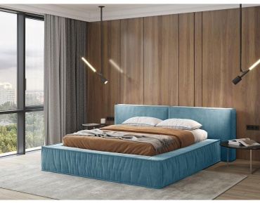 Кровать Urban Retreat Premium двуспальная, 180x200 см (без матраса, подъёмный механизм) голубой