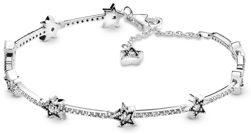 PANDORA «Сияющие звезды» 598498C01-18 длина 18 см, вес 5.32 г серебро, плетение отсутствует