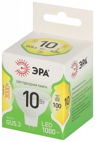 ЭРА 10W GU5.3, светодиодная, теплый белый