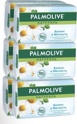 Кусковое мыло туалетное Palmolive Баланс и Мягкость Pомашка и витамином Е 150 г по 6 шт