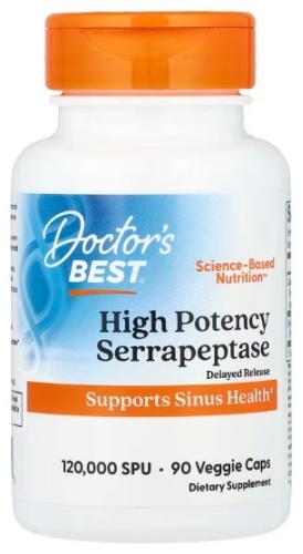 Doctor's Best High Potency Serrapeptase, 120,000 SPU, 90 капсул