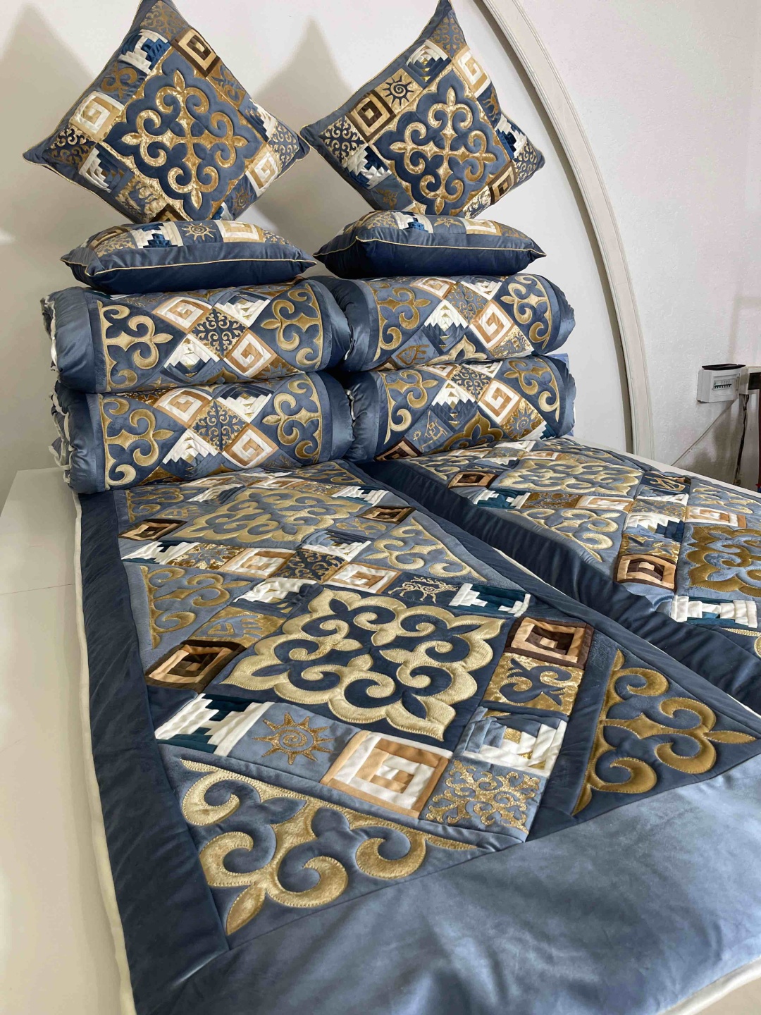 Комплект корпе с подушками 230x80 см, вата, синий