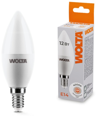 Wolta 12W E14, светодиодная, нейтральный белый