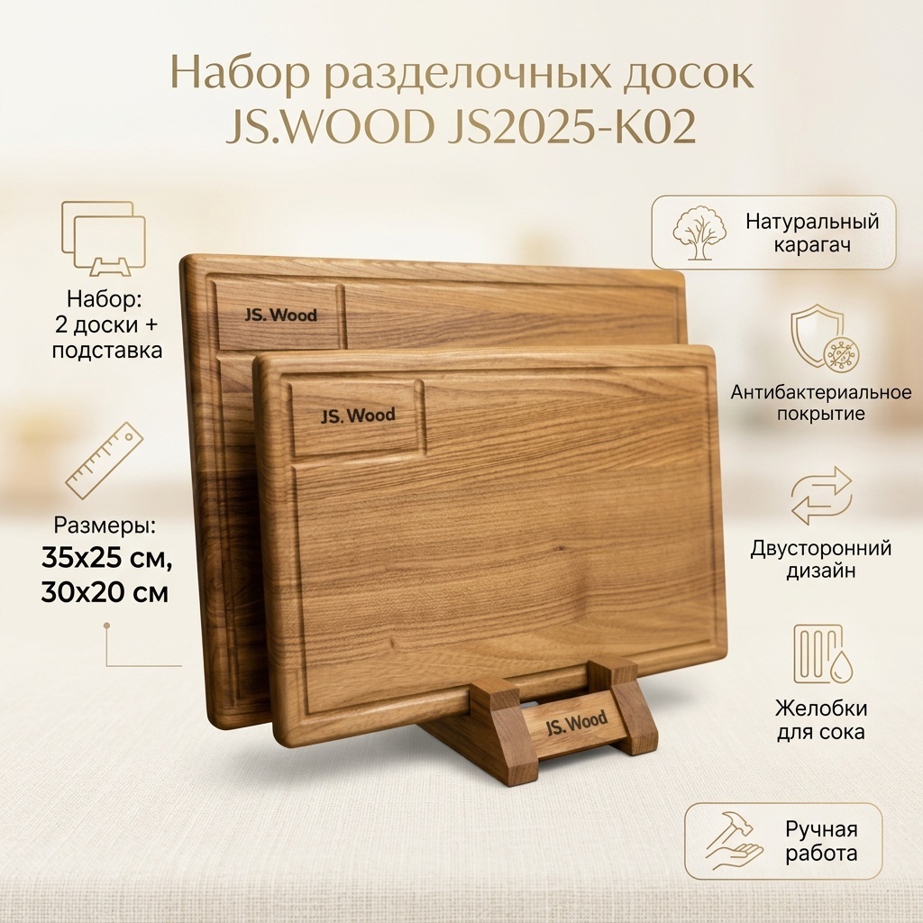 JS.WOOD набор разделочных досок Базовая коллекция JS2025-K02 2 шт, дерево