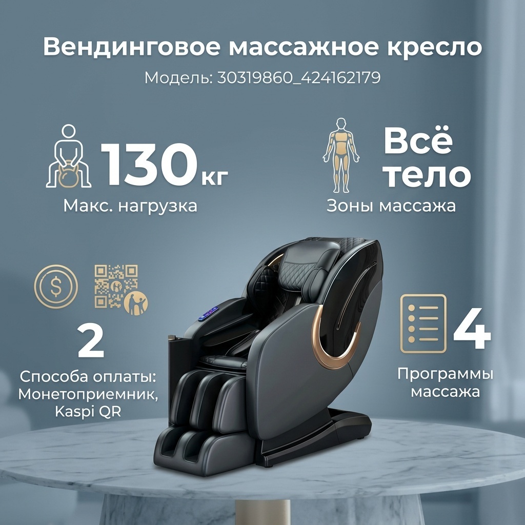 Массажное кресло вендинговое 30319860_424162179 до 130 кг 4 программ