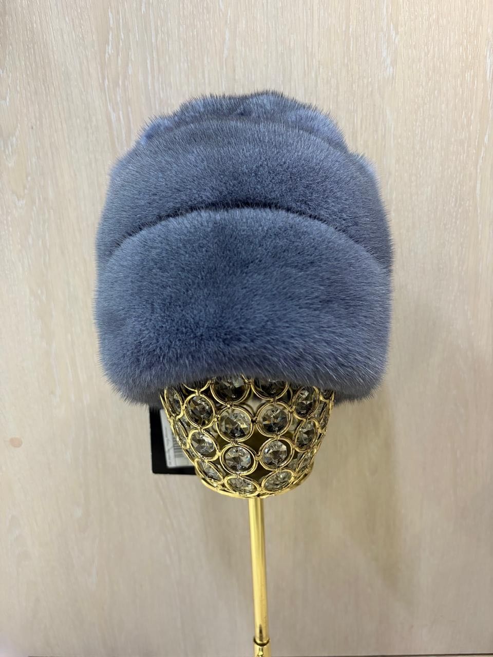 Шапка SemiFur размер 57, 58, 59, 60, графит, светло-фиолетовый