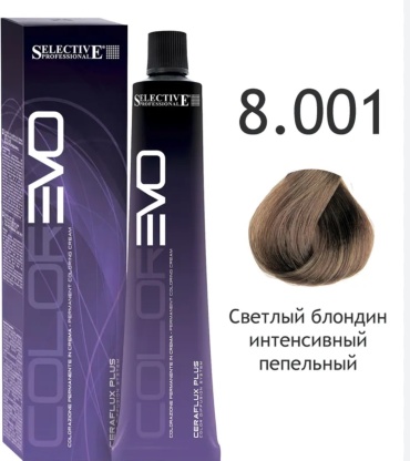 Selective Professional Colorevo 8.001 светлый блондин интенсивный пепельный крем-краска 100 мл
