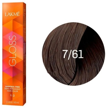 Lakme GLOSS средний блондин коричнево-пепельный 7/61 крем-краска 60 мл