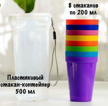 Стакан 0.2 л 8 шт, пластик