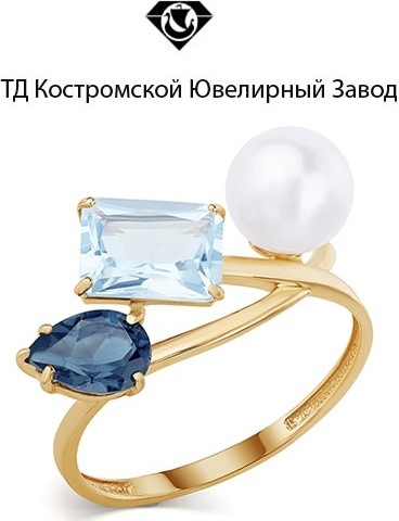 ТД Костромской Ювелирный Завод 9205299595 размер 17 вес 2.81 г золото, культивированный жемчуг, топаз