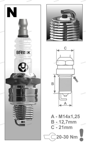 Свеча зажигания BRISK N19